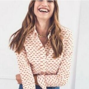 Boden Red Lips Print Cotton Shirt sz 8R
